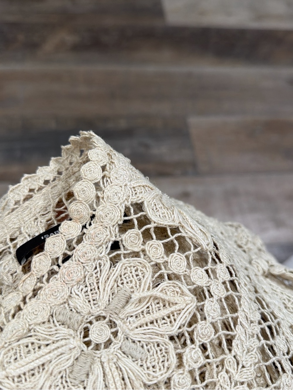 Isabel Marant Zainos crochet ruffle top in neutral - Picture 8 of 9